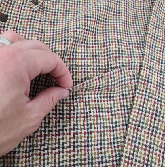 Pendleton Canterbury Cloth Wool Pima Cotton Plaid Flannel Shirt Button Up Red Lg - Picture 8 of 8